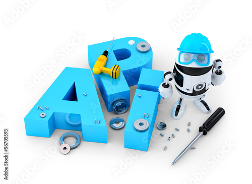 Robot with tools and application programming interface sign