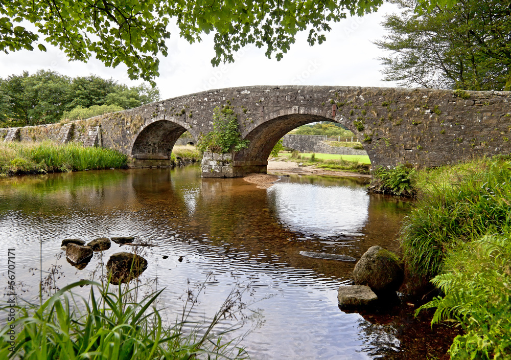 Stone bridge in Dartmoor National Park in England