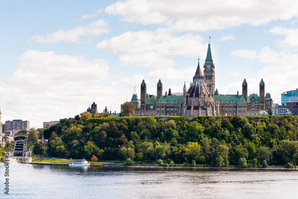 Parliament Hill in summer under the blue sky, Ottawa, Canada