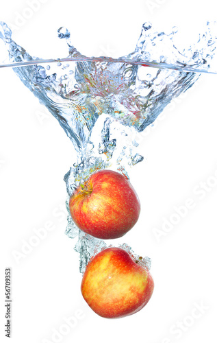 Juicy apple and water splash. Healthy and tasty food