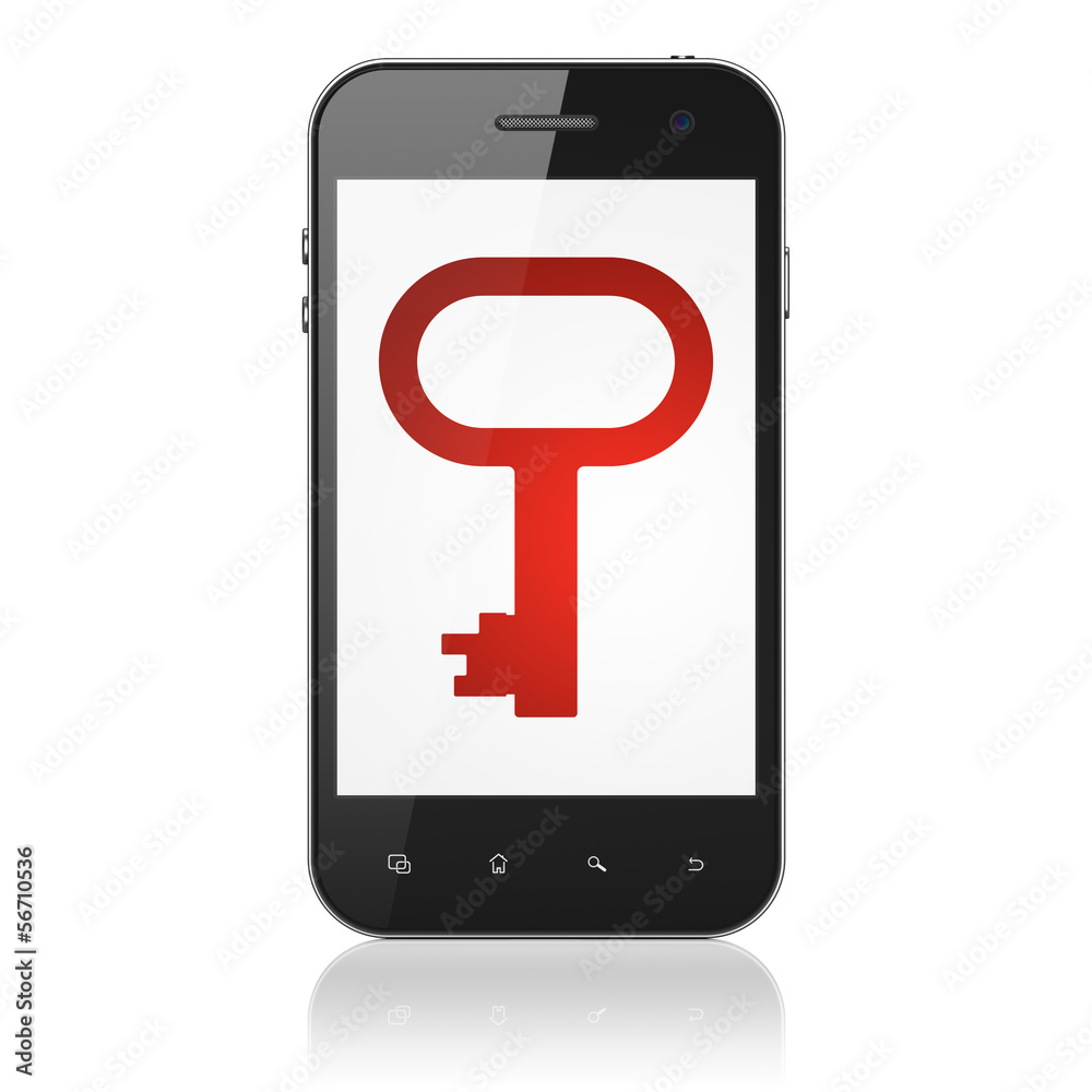 Protection concept: Key on smartphone Protection concept: Key on smartphone