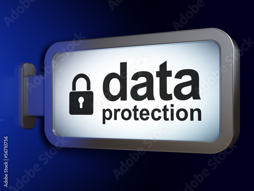 Protection concept: Data Protection and Closed Padlock on billbo photo