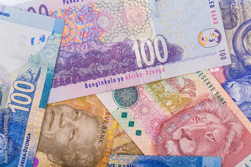 Close up of South African currency the Rand