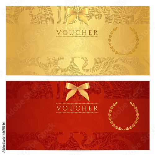 Voucher, Gift certificate, Coupon, Ticket. Filigree pattern