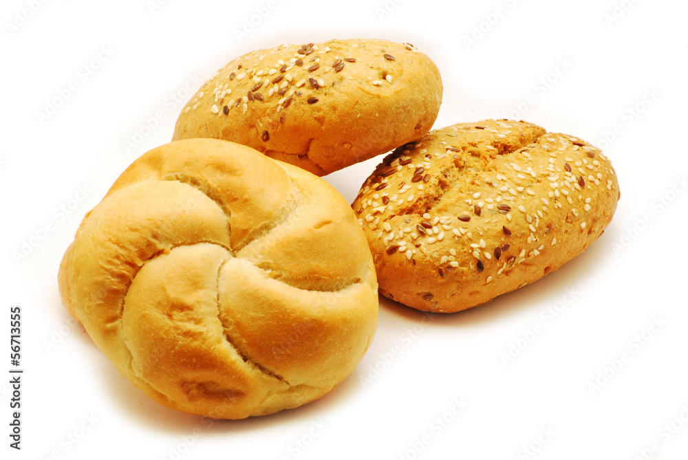 Bread with seeds isolated on white