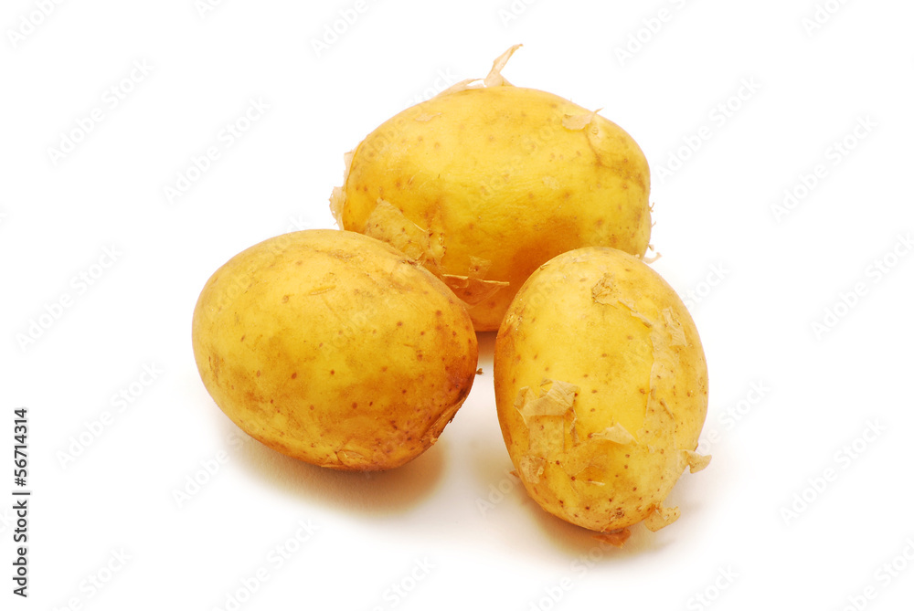 Three potatoes isolated on white background Three potatoes isolated on white background