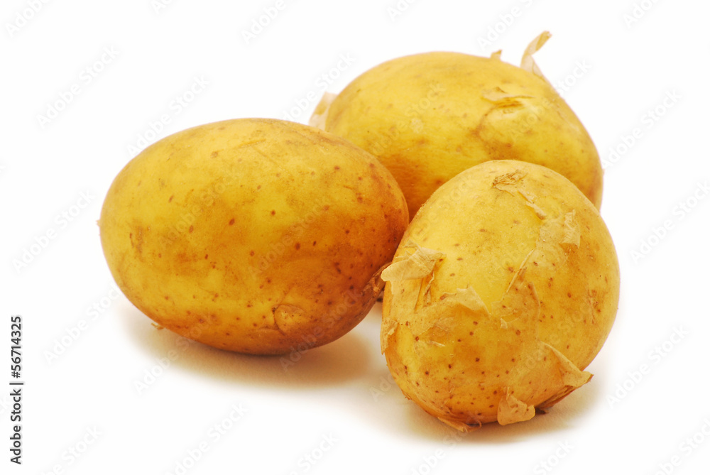 Three potatoes isolated on white background Three potatoes isolated on white background