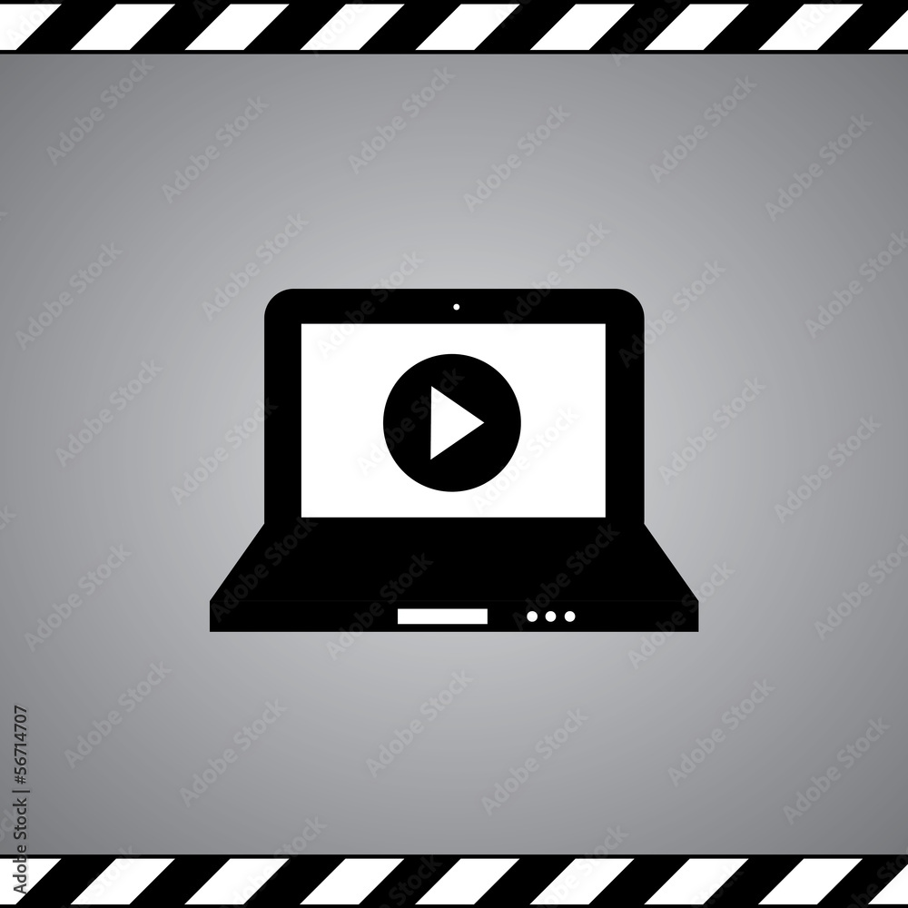 symbol laptop and play button symbol laptop and play button