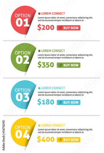 Vector Number Options Banner with Buy Button