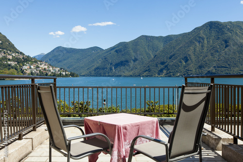 balcony of the hotel room with lake view