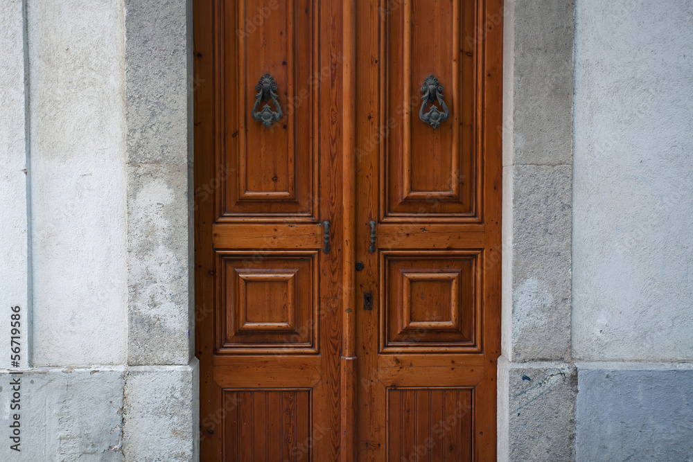 Wooden doors with handles