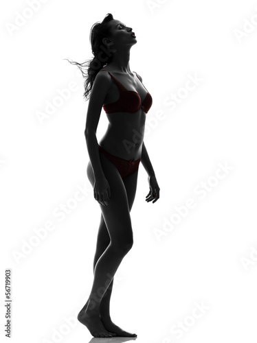 beautiful asian woman in red underwear  silhouette
