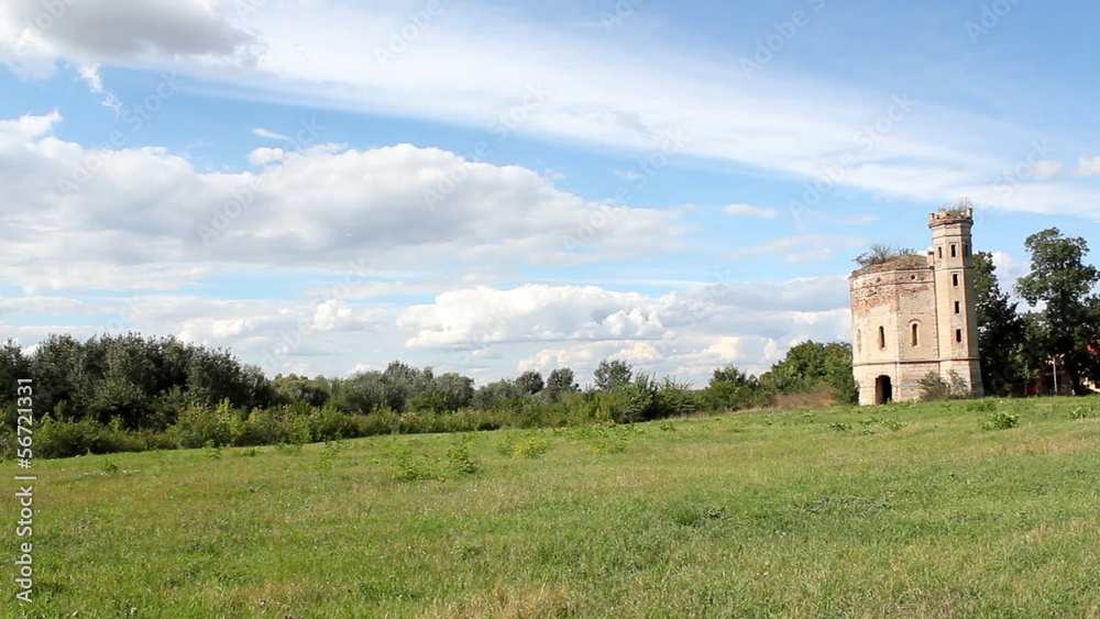 landscape with old ruin castle and blue sky landscape with old ruin castle and blue sky