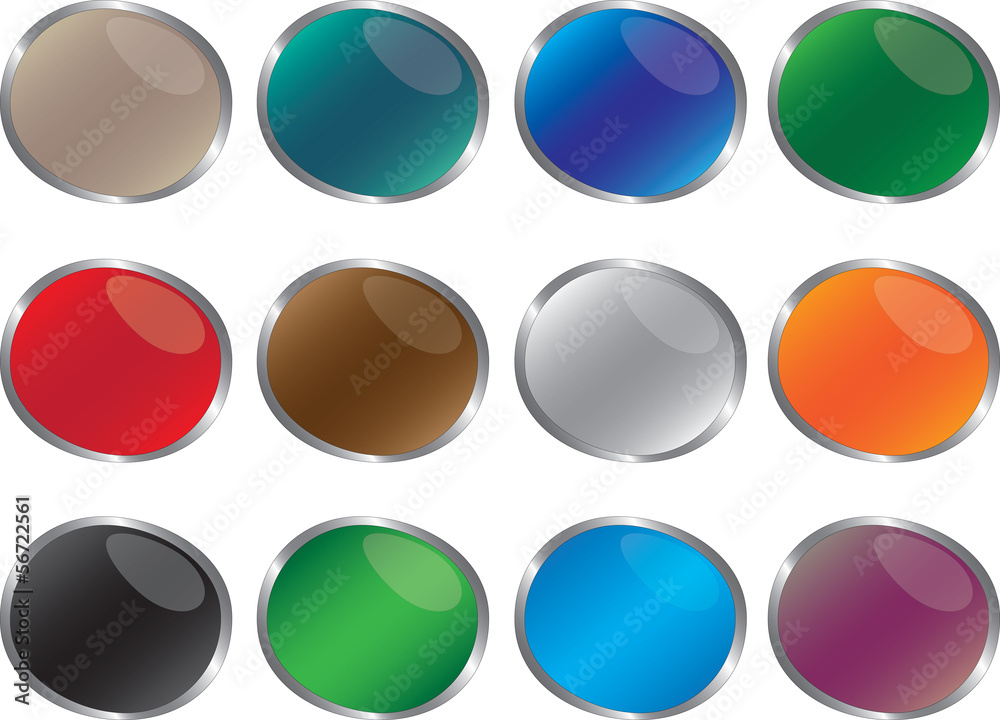 Set of glossy buttons illustrated on white background Set of glossy buttons illustrated on white background