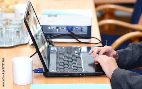 Businessman at work in computer photo