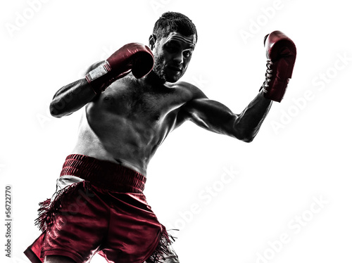 one man exercising thai boxing silhouette © snaptitude