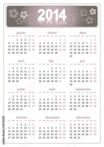 Calendrier 2014 simple - facilement éditable