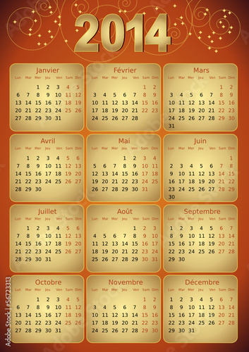 Calendrier 2014 simple - facilement éditable