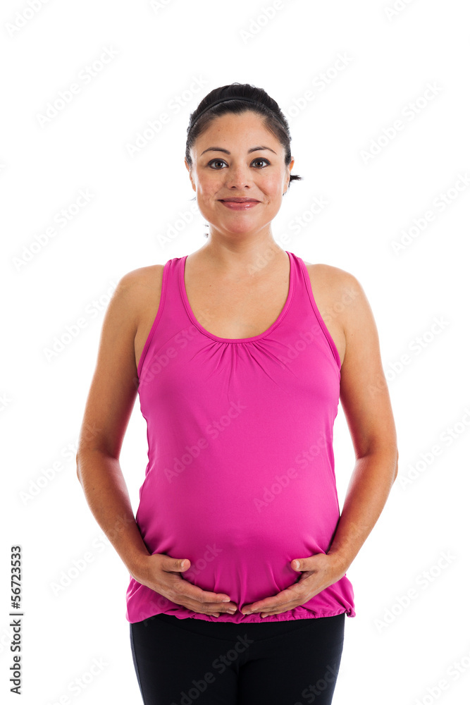 Hispanic woman pregnancy fitness portrait isolated Hispanic woman pregnancy fitness portrait isolated