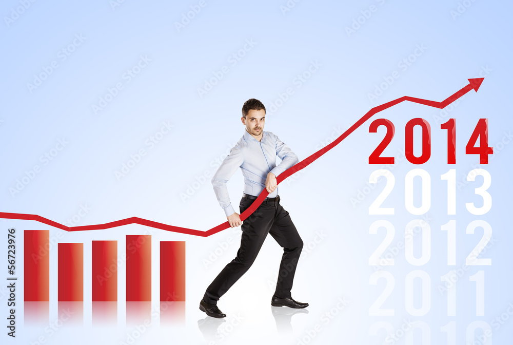 Woman with statistics curve Woman with statistics curve