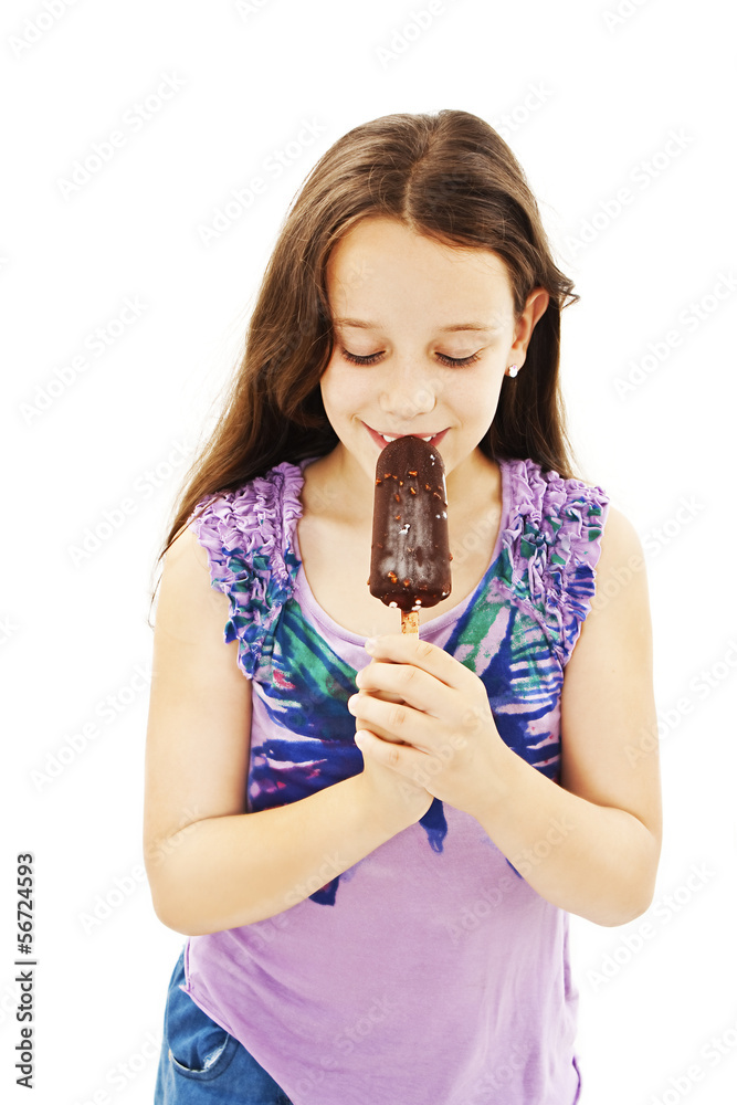Ice cream little girl excited and happy eating ice cream Ice cream little girl excited and happy eating ice cream