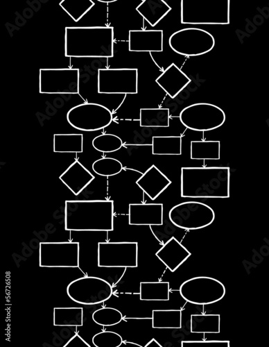 Vector blackboard chalk mind map vertical seamless pattern