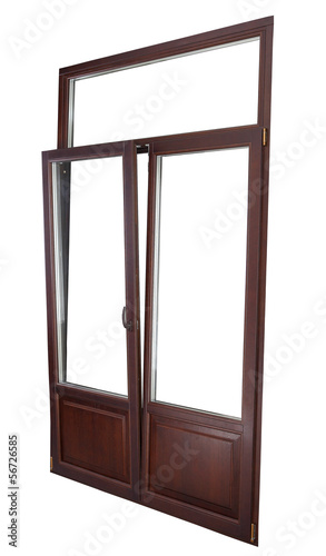 Plastic Double Glazing Window  color dark mahogany   tilted in v