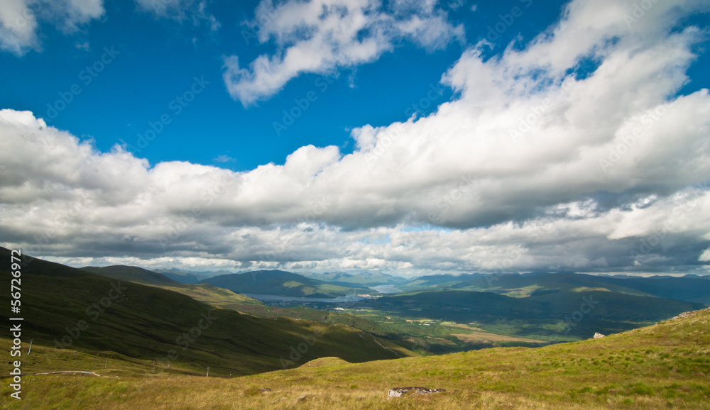 Scottish highlands and blue sky