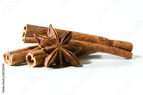 anise star and cinnamon sticks
