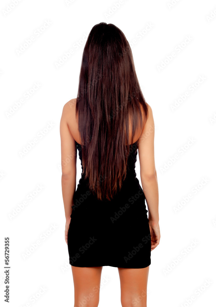 Attractive back brunette girl with long hair Attractive back brunette girl with long hair