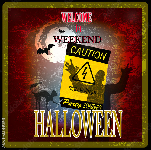 Halloween. Zombie Party. Poster. Vector