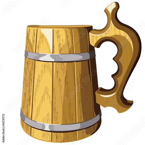 Wooden beer mug vector.No mash, no gradient