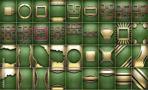 gold on green background set