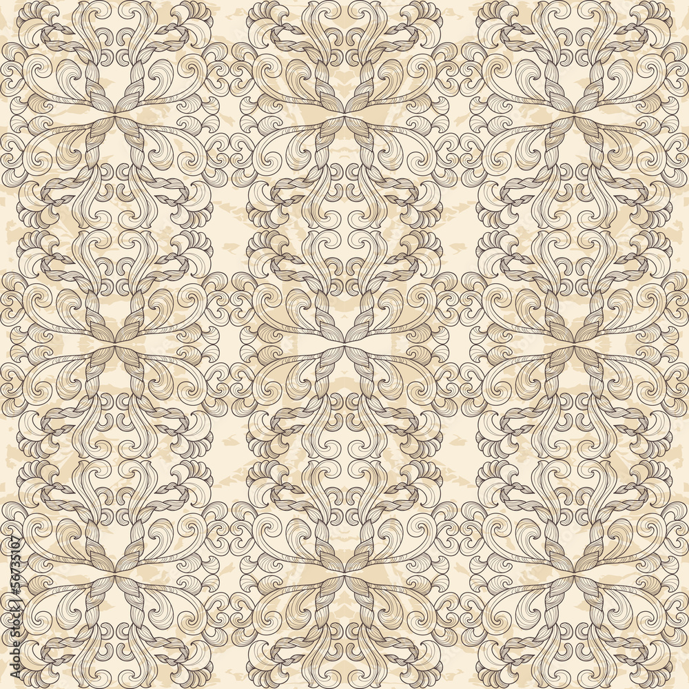 Fototapeta premium Seamless floral pattern on antique paper