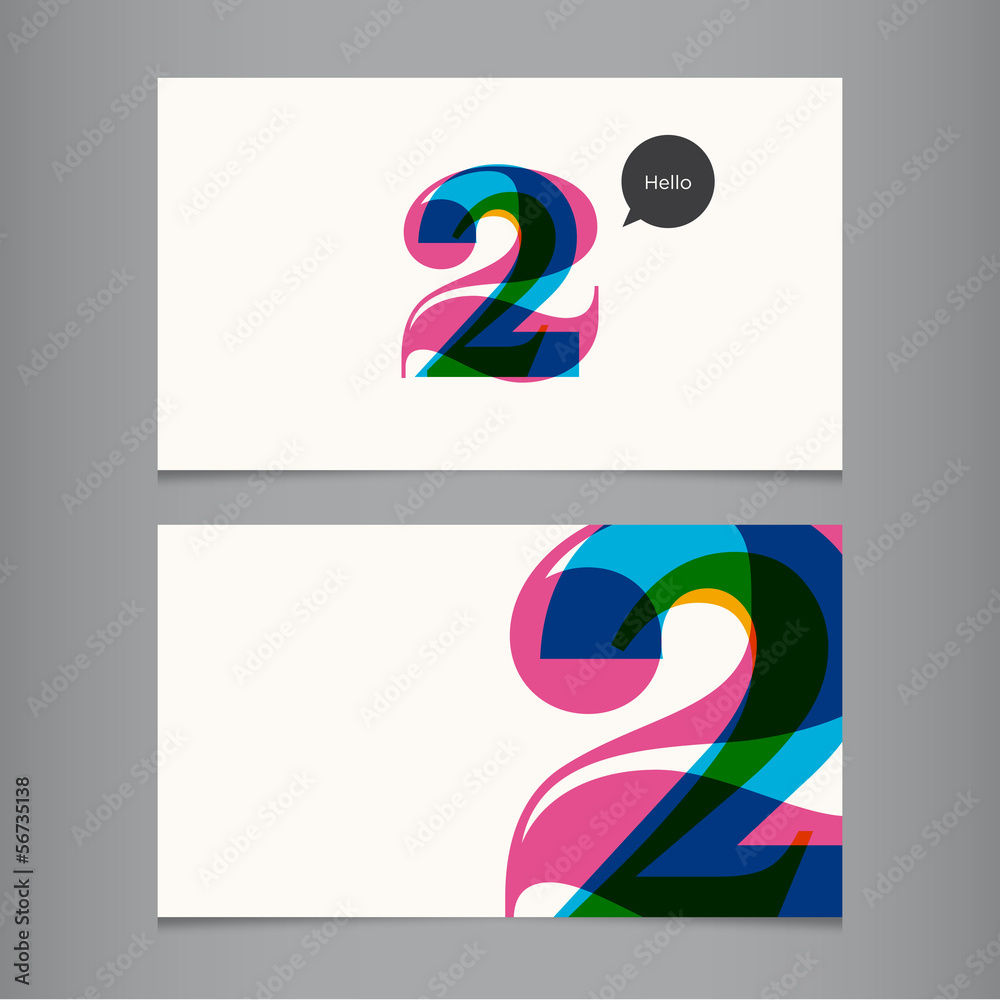 Business card template with number two