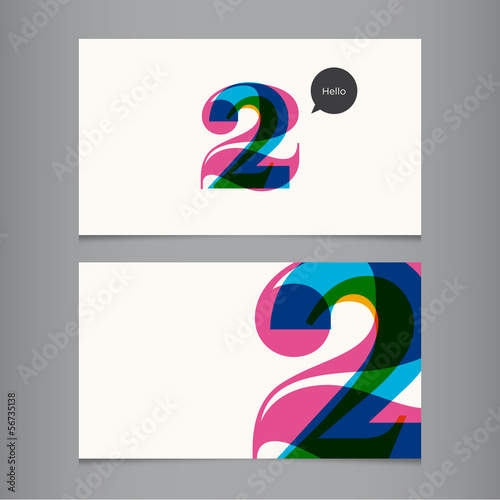Business card template with number two
