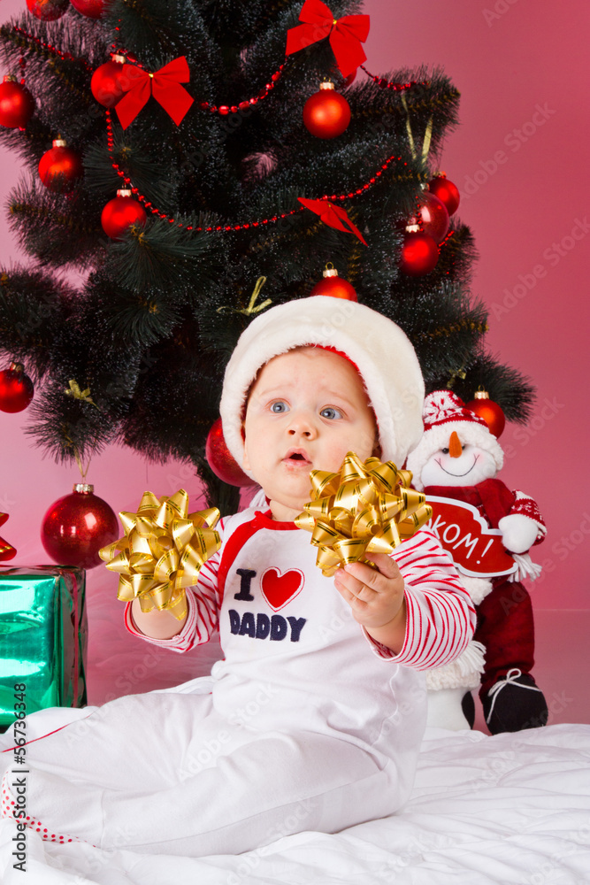 child with xmas decoration