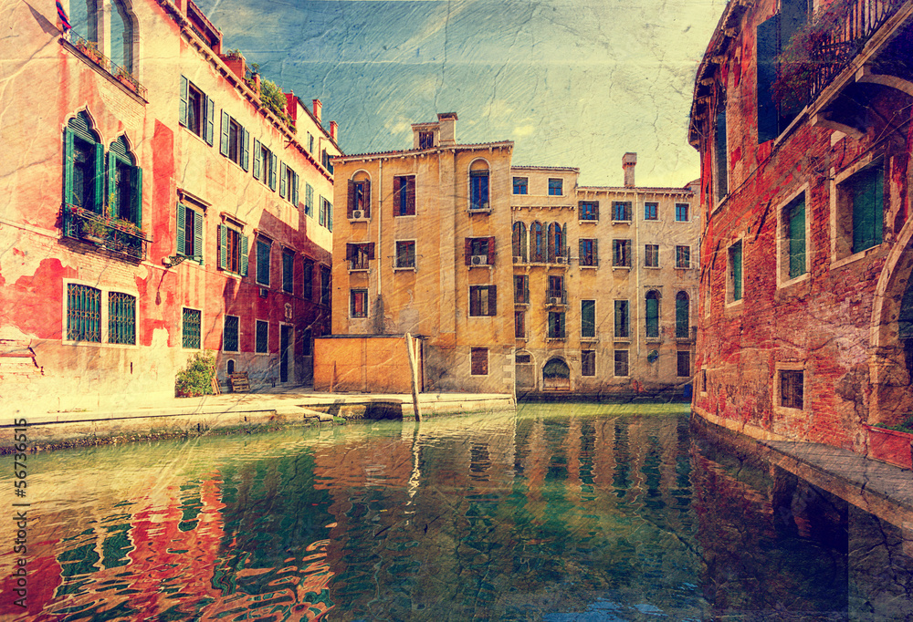 Grand Canal. Venice. Italy. Picture in artistic retro style.