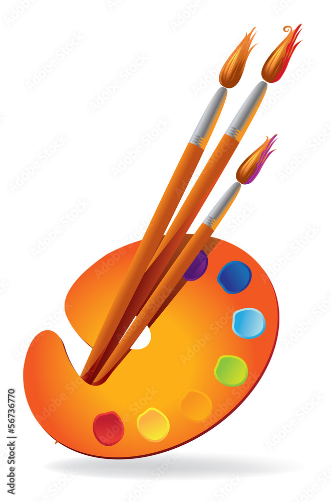 Art palette with paint brush Art palette with paint brush