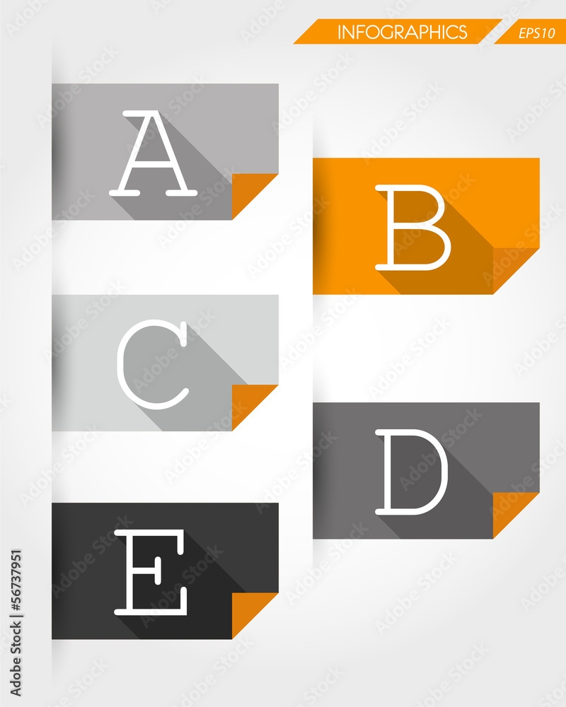 orange flat paper stickers with letters