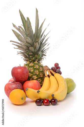 Fresh fruits on white