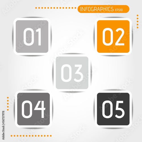 orange rounded square buttons with numbers