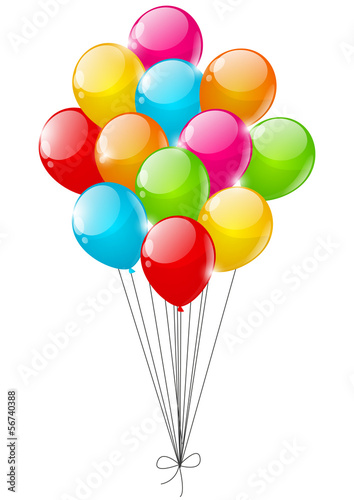 Color balloons on white background