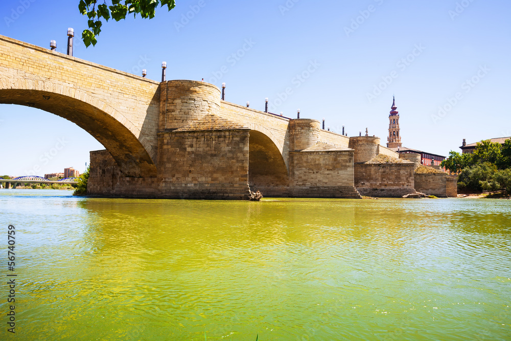 Stone Bridge over Ebro  in Zaragoza