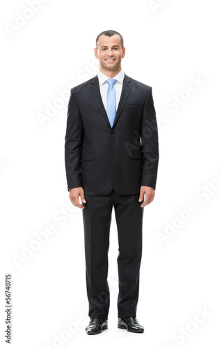 Full-length portrait of businessman, isolated