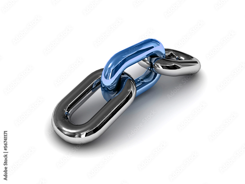 Obraz premium 3D single chain link isolated on white background