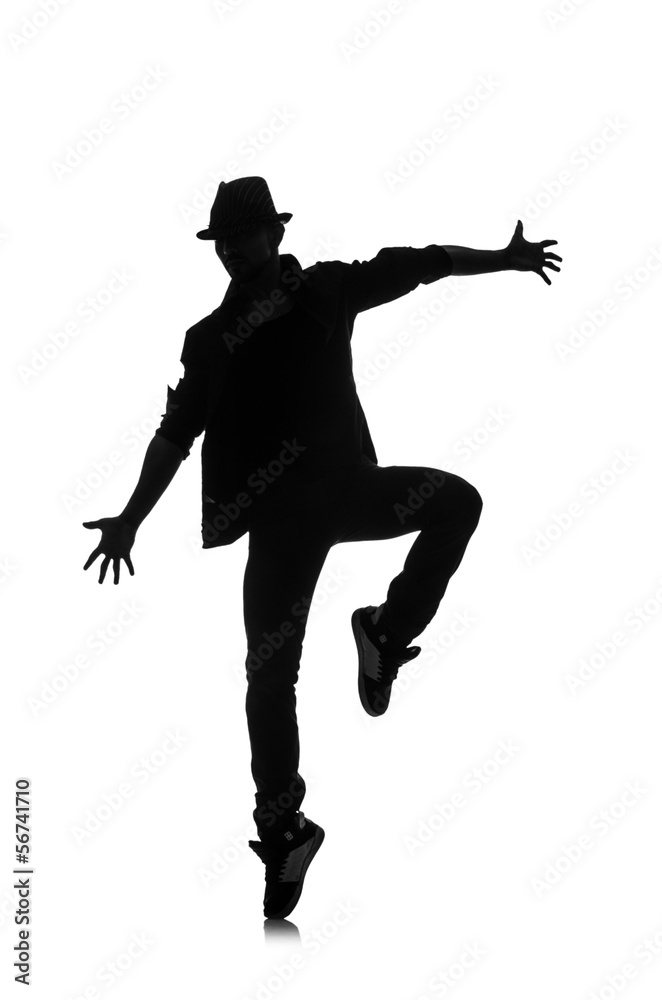silhouette of male dancer isolated on white silhouette of male dancer isolated on white
