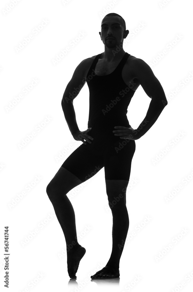 silhouette of male dancer isolated on white silhouette of male dancer isolated on white