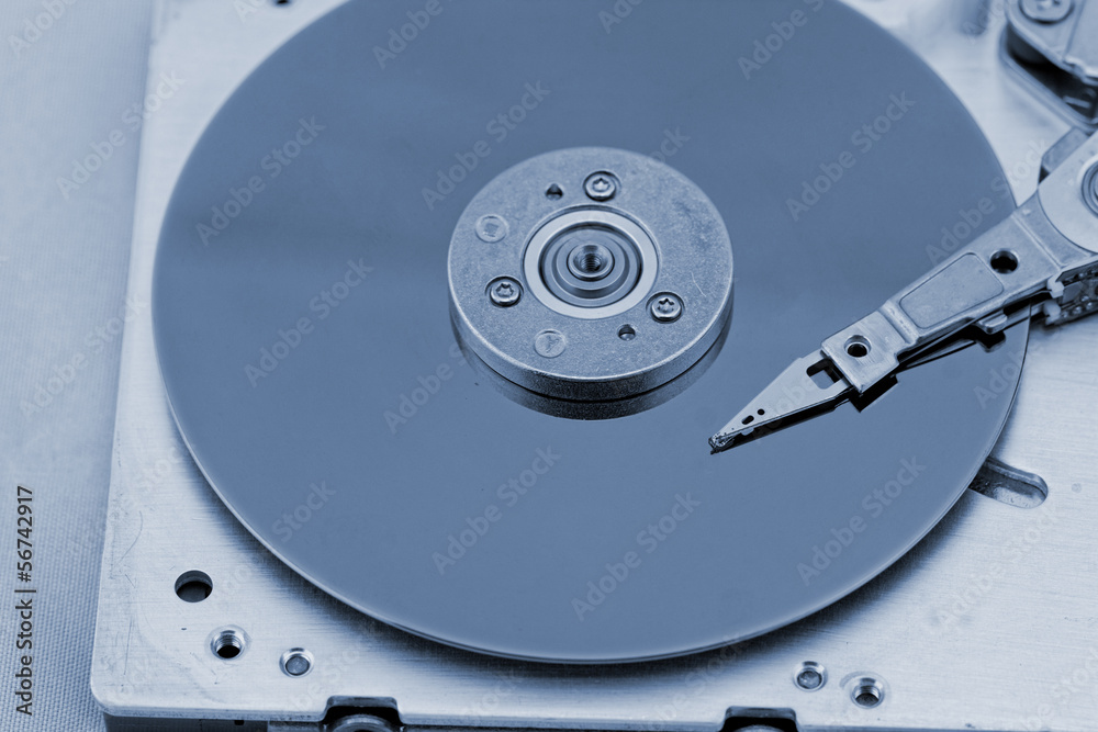 Open computer hard drive on white background Open computer hard drive on white background