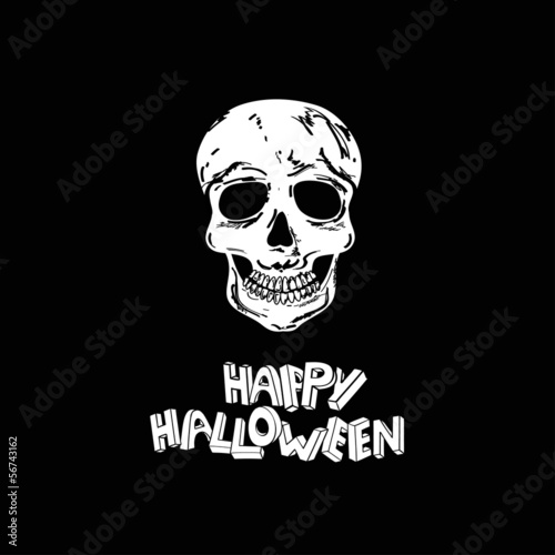 Happy Halloween poster with scull